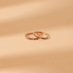 18K Solid Gold 0.15 CT Rainbow Sapphire Huggie Hoop Earrings