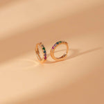 14K Solid Gold 0.18 CT Round Cut Rainbow Sapphire Huggie Hoop Earrings