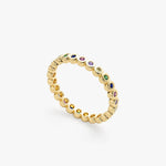 14K Solid Gold 0.34 CT Round Cut Rainbow Sapphire Eternity Band