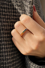 14K Solid Gold 1.22 CT Rainbow Sapphire Half Eternity Band