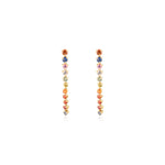 18K Solid Gold 1.83 CT Round Cut Rainbow Sapphire Dangle Earrings
