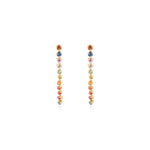 14K Solid Gold 1.83 CT Round Cut Rainbow Sapphire Dangle Earrings