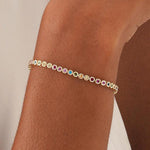14K Solid Gold 1.88 CT Round Cut Rainbow Sapphire Bezel Tennis Bracelet