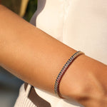 18K Solid Gold 3.10 CT Round Cut Rainbow Sapphire Tennis Bracelet