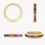 14K Solid Gold 3.50 CT Rainbow Sapphire Channel Set Eternity Band