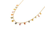 14K Solid Gold 4.45 CT Rainbow Multi Sapphire Drop Necklace