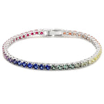 18K Solid Gold 6.12 CT Round Cut Rainbow Sapphire Tennis Bracelet
