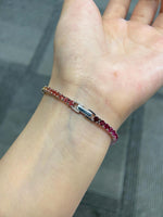 14K Solid Gold 6.12 CT Round Cut Rainbow Sapphire Tennis Bracelet
