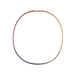 14K Solid Gold 8.5 CT Princess Cut Rainbow Sapphire Tennis Necklace