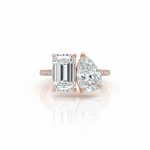Radiant Pear Duo Romance 18K Natural Diamond Toi et Moi Engagement Ring | Riyanika Jewels