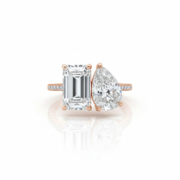2.5ct Lab Grown Diamond Pear Cut Toi et Moi Engagement Ring in 14K Solid Gold | Riyanika