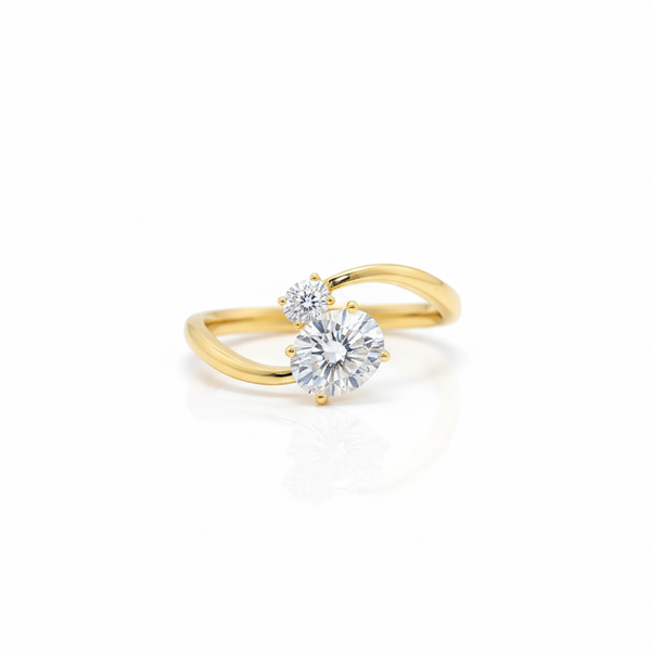 Eternal Oval Embrace Natural Diamond Toi et Moi Engagement Ring - Side View | Riyanika Jewels