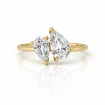 Twin Pear Harmony: 14K 2ct Natural Diamond Pear Cut Toi et Moi