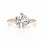 Twin Pear Harmony: 14K 2ct Natural Diamond Pear Cut Toi et Moi
