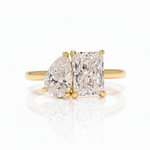Radiant Pear Duo Harmony 18K Gold Lab Grown Diamond Toi et Moi Engagement Ring - Side View
