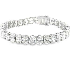 18K Solid Gold 7.00 CTW Oval Natural Diamond Tennis Bracelet
