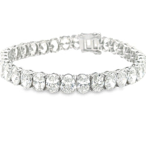 14K 7ct Natural Diamond Oval Cut Tennis Bracelet
