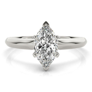 14K 1ct Natural Diamond Marquise Cut Solitaire Engagement Ring