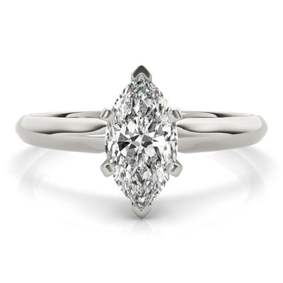 14K 1ct Natural Diamond Marquise Cut Solitaire Engagement Ring