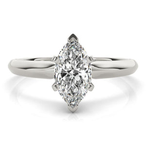 18K Solid Gold 1 CT Marquise-Cut Natural Diamond Solitaire Engagement Ring