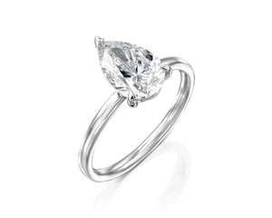 18K Solid Gold 2 Carat Perfect Sparkling Pear Cut Natural Diamond Unique Engagement Ring