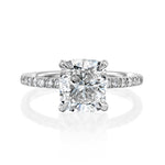 18K Solid Gold 3 Carat Cushion Cut Natural Diamond Engagement Ring - Detail | Riyanika Jewels