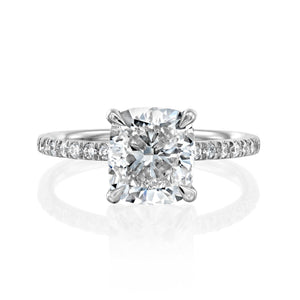 14K 3ct Natural Diamond Cushion Cut Solitaire Engagement Ring