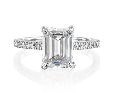 18K Solid Gold 3 Ct Emerald Shape Natural Diamond Engagement Ring