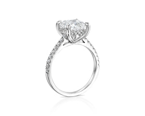 18K Solid Gold 2ct Princess Cut Natural Diamond set in a Classic Pave Engagement Ring