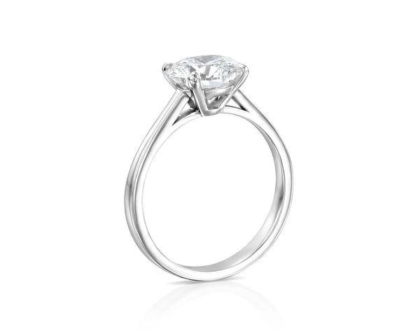 18K Solid Gold 3ct Round Brilliant Lab Grown Diamond in Classic 4 Prong Solitaire Engagement - Side View | Riyanika Jewels
