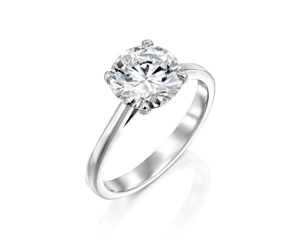 18K Solid Gold 1.5ct Round Brilliant Natural Diamond Cathedral Solitaire Engagement Ring - Side View | Riyanika Jewels