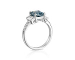 14K 4ct Natural Diamond Emerald Cut Three Stone Engagement Ring