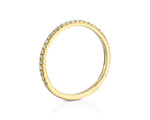 18K Solid Gold Skinny Thin Dainty Wedding Band With Paved Natural Diamonds - Detail