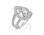 14K 4ct Lab Grown Diamond Pear Cut Halo Engagement Ring