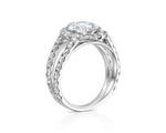 18K Solid Gold 4ct Pear Cut Natural Diamond Engagement Ring with a Halo and Split Prong - Alternate Angle | Riyanika Jewels