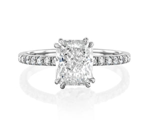 18K Solid Gold 3.25 Ct Natural Diamond Radiant Cut Engagement Ring