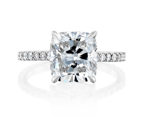 18K Solid Gold Cut Natural Diamond Set in a Classic Pave 4 Prong Engagement Ring