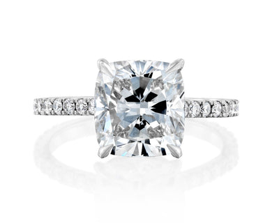 14K 3ct Lab Grown Diamond Cushion Cut Solitaire Engagement Ring