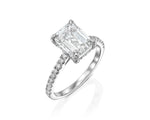 14K 3ct Lab Grown Diamond Emerald Cut Side Stone Engagement Ring