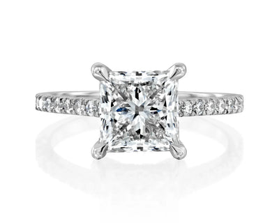 14K 2ct Natural Diamond Princess Cut Solitaire Engagement Ring
