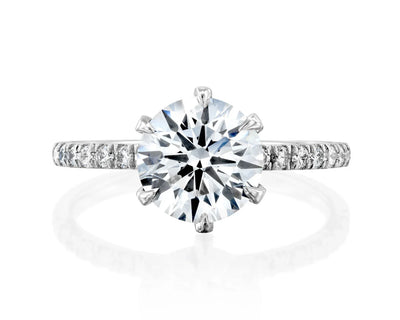 14K 2.5ct Lab Grown Diamond Round Cut Pave Engagement Ring