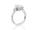 14K 2ct Natural Diamond Pear Cut Three Stone Engagement Ring