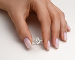 14K 2ct Lab Grown Diamond Pear Cut Three Stone Engagement Ring