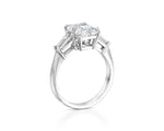 18K Solid Gold 3ct Radiant Cut Lab Grown Diamond Engagement Ring in Three Stone Setting with - Side View | Riyanika Jewels