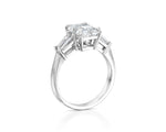14K 3ct Natural Diamond Radiant Cut Three Stone Engagement Ring