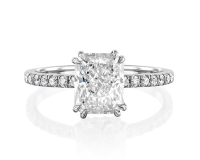 14K 2ct Natural Diamond Radiant Cut Solitaire Engagement Ring