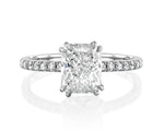 18K Solid Gold 1ct Radiant Cut Natural Diamond with Split Prongs and Classic Pave Engagement Ring