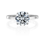 18K Solid Gold 3ct Round Brilliant Natural Diamond in Classic 4 Prong Solitaire Engagement Ring