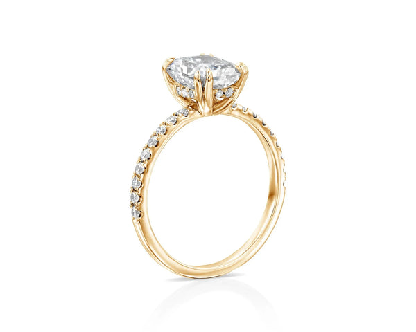14K 3.5ct Lab Grown Diamond Radiant Cut Side Stone Engagement Ring