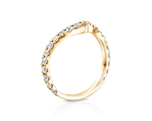 Dainty Minimalist Pave Lab Grown Diamond Curved Wedding Band | 18K Solid Gold Arch Curved Ring | Riyanika Jewels